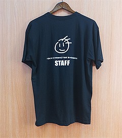 STAFF 블랙 코튼 티셔츠~남자 프리 사이즈